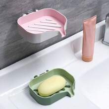 2pcs/1pc Wall-Mounted Soap Bar. Household Bathroom Storage Rack With Drainage. Household Soap Bar, No Need To Drill Holes, With A Drain Rack. High-End New Soap Stand In The Bathroom. Double-Layer Storage Rack In The Bathroom. Back To School