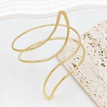 Set de 6 pulseras minimalistas de metal geométrico, diseño exagerado de hoja, adecuado para playa, vacaciones, estilo callejero