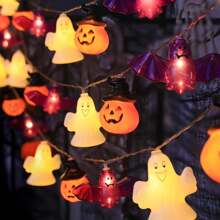 1 Peça Luzes de Corda em Formato de Abóbora, Fantasma e Morcego, Adequadas para Halloween, Natal, Festa, Baile, Decoração Doméstica de Feriados, Decoração de Halloween, Decoração de Casa, Decoração de Festa, Decoração de Halloween, Decoração de Quarto, Decoração de Jardim de Halloween para Presente Fada