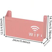 1pc Router Storage Box With 2pcs Adhesive Strips, Multi-Colors Available, High Quality Material, Modern Minimalist Design Won't Block Signal, Colorful Wavy Pattern, Rectangular With Hollow WIFI Logo Detail, For Storing Router, Suitable For Home