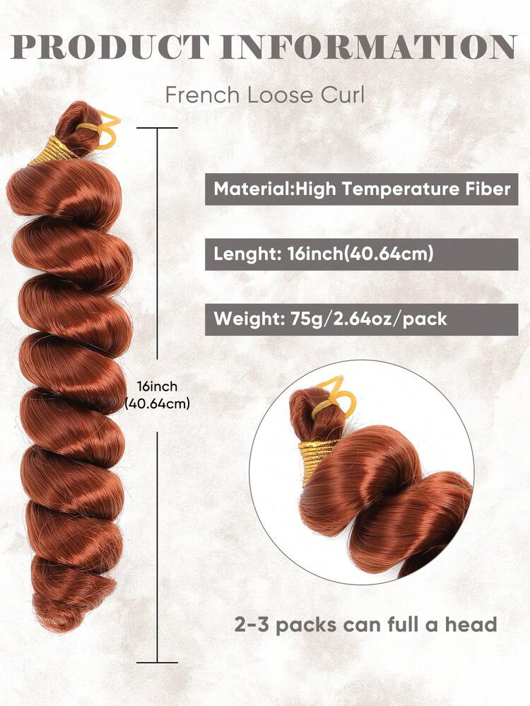 Perruque tressée frisée bouclée de 16 pouces, extensions de cheveux tressés frisés français vibrants rouille brun - pré-étirés, 1 paquet d'extensions de cheveux tressés ondulés à haute température, convient aux femmes, crée un look naturel de maquillage, applicable pour Noël, Nouvel An, Carnaval, festival de musique et autres occasions. - Multicolore - Voir 3