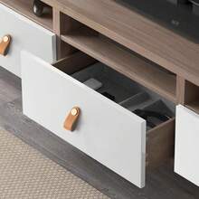 2pcs Synthetic Leather Cabinet Drawer Handles, American Modern Furniture Door Knobs, Kitchen/Dresser/Kids Room Drawer Pulls - Coffee Brown - View 4