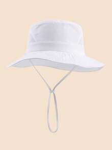 1pc Kids Solid Color Breathable Anti-Side Net Sun Protection Bucket Hat, Lightweight Breathable Beach Hat, Bucket Hat For Daily Wear - A - View 19