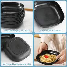 10/8/6/5/4件套黑色餐盘，水果盘，坚果盘，骨头盘，小吃盘，小麦盘，干果盘，可重复使用的婚礼蛋糕盘，小吃沙拉派对盘，适合旅行、露营、野餐 - 彩色 - 查看 5
