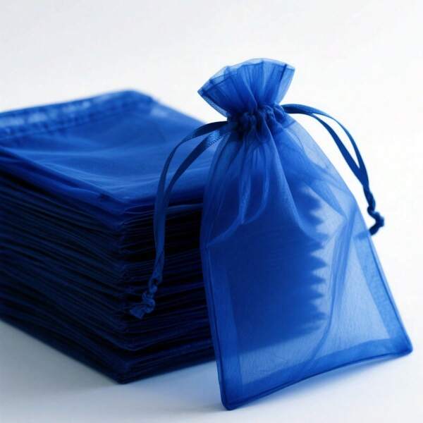 10/50/100pcs Navy Blue Gift Bags, Navy Blue Organza Candy Bags For Tableware, 10 Mixed Colors Wedding Favor Bags, Various Festival Party Packaging Supplies, Holiday Home Decor, Wedding Party Gift Packaging, Festival Activities And Party Gift Bags
