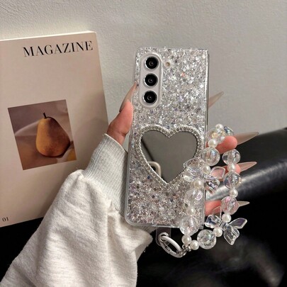 1pc Foldable Phone Case Heart Shine Design Compatible Compatible With Samsung Galaxy Z Fold 6 5G Galaxy Z Fold5 Galaxy Z Fold4 Galaxy Z Flip 65