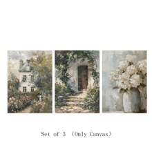 Juego de 3 impresiones de pintura al óleo con diseño de vintage de rosas de jardín y hortensias, arte de pared rústico floral, póster de lienzo botánico, decoración de pared primaveral neutra, regalo ideal para sala de estar, dormitorio, oficina, dormitorio, cafetería, bar, pasillo, decoración del hogar y de la habitación, sin marco