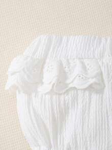 Summer Baby Girls White Lace Solid Color Bloomer Shorts - Purple - View 9