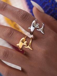 1pc/2pcs Women's 18k Gold Stainless Steel Exquisite Ring Ladies Girls Summer Jewelry Suitable For Vacation Seaside Daily Wear Waterproof