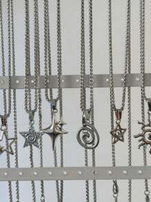 6 Stücke Vintage Gothic Edelstahl Halsketten, Punk Hip Hop Hala Anhänger, unisex Modeschmuck, geeignet für den täglichen Gebrauch und besondere Anlässe, ideale Geschenke zum Valentinstag, Ostern, Halloween