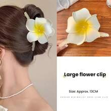 1pc Women Premium Plumeria Flower Hair Clip, Bun Shaper Boho Casual Hair Accessory Hair Claws Claw Clips Hair Clips Hair Jaw Clip Hair Clamps Hair Clutch Hair Catcher Clip