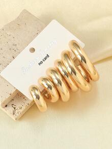 Set de 6-12 piezas de pendientes de aro en forma de C, de tamaños grande, mediano y pequeño, en color dorado y plateado, adecuados para uso diario de mujeres (sin empaque de tarjeta)