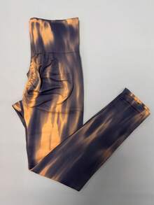 1pc Women's High Waist Yoga Pants With Aurora Tie Dye Pattern, Squat-Proof Activewear Leggings For Running, Hiking, Gym, Butt Lifting, Rainbow Colors