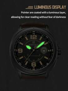 NAVIFORCE Men Quartz Watch High Quality PU Band Calendar Male Wristwatch Auto Date Display Waterproof Watch