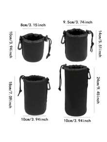 1/4 包相机镜头包，优质氯丁橡胶材质，防水大容量设计，柔软相机镜头包，镜头保护套，单反相机镜头包收纳包潜水料镜头包镜头袋防水腰包防震镜筒，适用于大多数佳能数码单反相机，