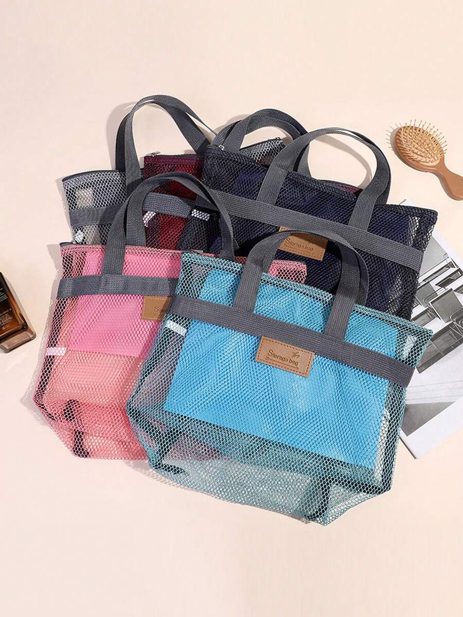 Grid Toiletry Organizer Bag, Outdoor Cosmetic Pouch, Travel Bag, Beach Toy Storage Bag - Multicolor - View 1
