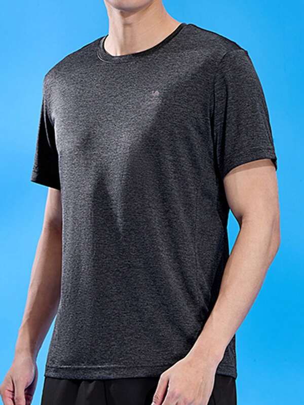 CAMEL CROWN Men, Round Neck Functional Short T-Shirt, Summer Sports Quick Dry Round Neck Body Shirt Dad Running Fitness Tops