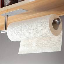 1pc Kitchen Tissue Holder Stainless Steel Nail Free, Hole Free Self-Adhesive Wall Mounted Metal Black American Style Toilet Roll Paper Holder