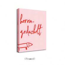 1 pieza Pintura de óleo en lienzo con arte de pared de estilo moderno, líneas abstractas rosas y perro salchicha con texto, decoración de pared para dormitorio, sala de estar, comedor, cocina, estudio, pasillo, dormitorio, regalo ideal para amigos