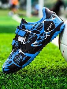 Scarpe da calcio/calcetto per teenager, studenti, allenamento sportivo, con motivo mimetico asimmetrico, punte morbide, chiusura a strappo, antiscivolo, consegna casuale