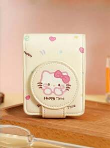 Sanrio 1pc Sanrio For Hello Cute Kitty Lipstick Storage Bag With Mirror - Kawaii Travel Organizer & Friendship Gift For College Women (Graduation Season), Foldable Design With Whimsical Print