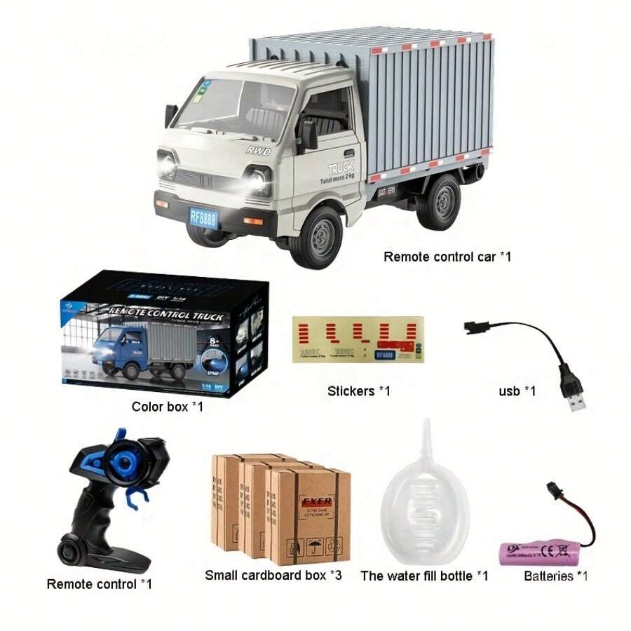 Camión RC todoterreno 1:16 con control remoto 2.4GHz y luces LED, coche RC con puertas y baúl abribles, y efecto realista de vehículo todoterreno, perfecto como regalo para adultos y niños - Blanco - Ver 1