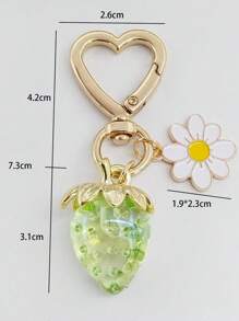 1 pezzo Portachiavi a forma di cuore con fragola, carino e personalizzato, accessorio creativo nuovo per borse, ciondolo