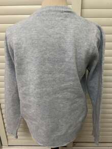 Infant Blue Women's Sweater, Cute Youthful Shell Button Faux Wool Fabric Cardigan, Autumn Top - Blue - View 5