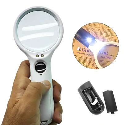 Lupa Profissional Portátil 45X com 3 luzes LED Lente princial 22mm e Secundária 75mm