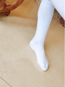 5 Paar Schulanfang Uniform Socken, Kinder Weiße Kniestrümpfe, Jungen & Mädchen Outdoor Sport Fußball Socken, Weiße Kniestrümpfe für Schüler, Kindergarten & Grundschule Formelle Weiße Socken, Geeignet für Frühling/Sommer, Passend für Alter 3-5-7-10-12