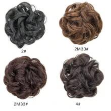 1 pieza Simulación de moño desordenado y ondulado natural, adecuado para usar a diario, sujetadores de coleta, bandas elásticas para el cabello, coleteros, cuerda para el cabello, elásticos para el cabello