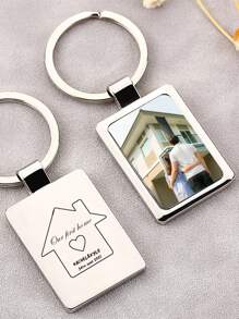 1pc Personalised Personalised First Home Keyrings, New Home Keyrings, House Keyrings Set, Wooden Keyrings, New Homeowners, New House Gift, House Keychains,Valentine's Day Custom Photo Wedding Gift Keychain, Personalised Wedding Date Photo Keychain,Personalised Gift