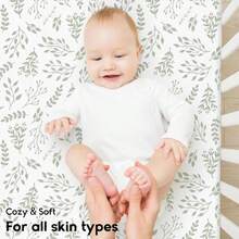 Yoofoss Pack And Play Sheets Fitted, Mini Crib Sheets 2-Pack For Pack N Play Mattress, Stretchy Playard Sheet, Soft And Breathable Green + Leaf - Green+leaf - 查看 4