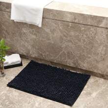 1pc Simple Solid Color Soft Chenille Non-Slip Bathroom Mat, Suitable For Bathroom, Toilet, Bedroom, Kitchen & Other Home Decoration