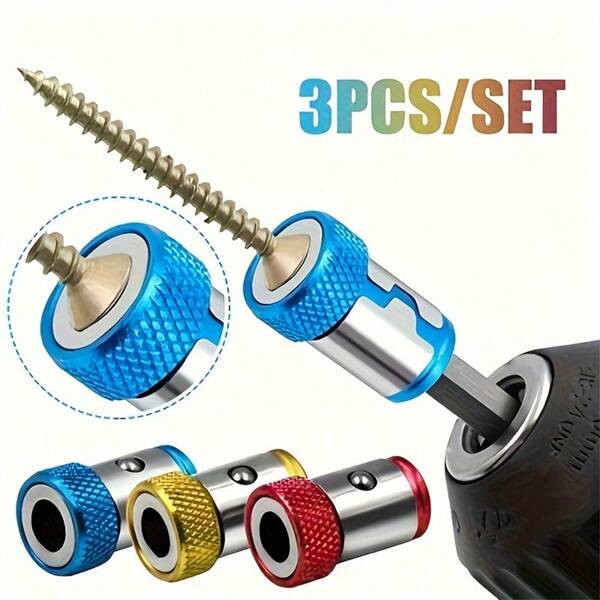 3 pezzi Anello magnetico in lega universale, punta a cacciavite magnetizzata antitarla, forte magnetizzatore per punta di trapano