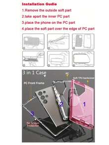 Casing Bening Tahan Benturan Keras Kokoh Tahan Benturan untuk Industri Militer, Kompatibel dengan Galaxy S25 S24 Plus S23 S22 Ultra Mewah 3 IN 1 Pelindung Belakang Bumper Transparan Tahan Air dan Tahan Gores - Clear - View 8