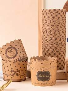 50 قطعة أكواب خبز ورقية صغيرة من الكرافت البني، بطانة ورقية للمافن والكب كيك، غير قابلة للتسرب، للاستخدام مرة واحدة بكميات كبيرة، مناسبة لحفلات الزفاف وعيد الميلاد والتخرج والحلويات