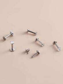 6/3/2/1 قطعة / مجموعة من أقراط مسمار للنساء، من الفولاذ المقاوم للصدأ مع سلك داخلي مسطح القاعدة مع أحجار زركونيا بأحجام مختلفة، أقراط للثقب في الغضروف، ديث، بواسطة، روك، هيليكس، شحمة الأذن، إكسسوارات أذن صغيرة مثقوبة