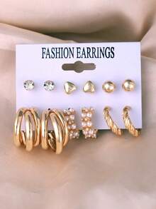 22 件简约几何珍珠心形耳环套装，适合日常、派对、节日、聚会、休闲装