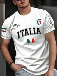 男士简约通勤字母印花短袖T恤 - 彩色 - 查看 3