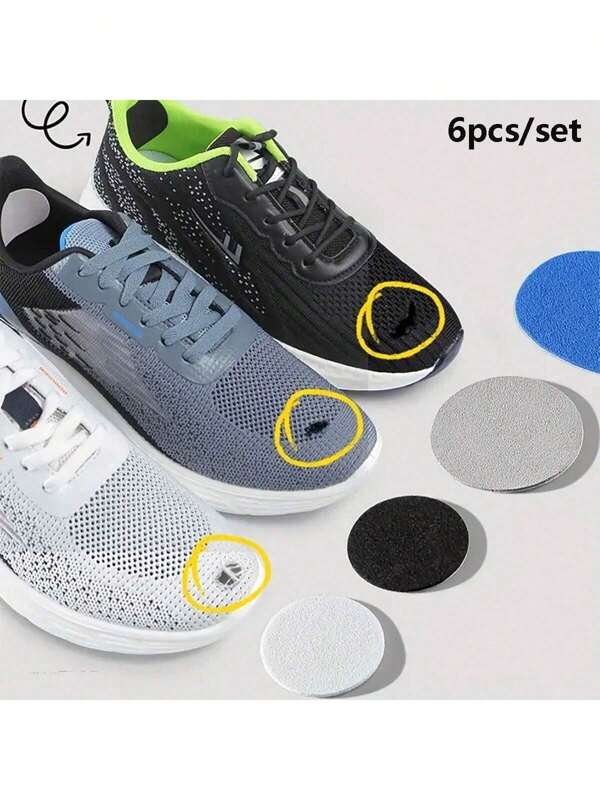 Paquete de 6 parches autoadhesivos de reparación de zapatos deportivos, kit de parches de tejido de malla para reparar la parte frontal y el forro de tenis, solución duradera y antiarañazos para desgarros y desgaste