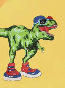 1pc Young Boy Casual Cartoon Dinosaur Print Round Neck Short Sleeve T-Shirt, Fashion Spring/Summer