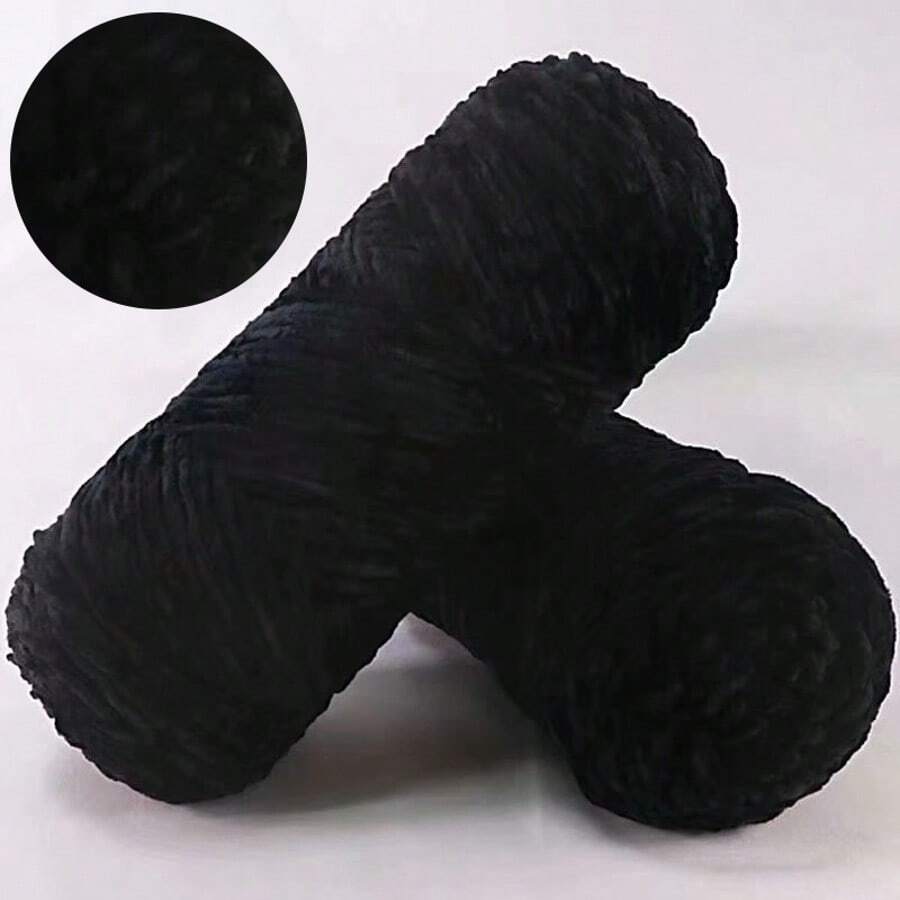 1/3/5 PCS 100g Skein Shiny Chunky Chenille Yarn Crochet Soft Velvet Knitting Wool DIY - Black - View 1