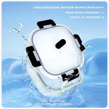 SAEIV Glass Containers With Lids, Three-Piece Storage Jars, Glass Bowls With Lids (800 Ml), Transparent Storage Jars, Glass Meal Preparation Containers With Steam Vent Lids, Glass Storage Jars With Lids - 透明方形3x800ml - 查看 4