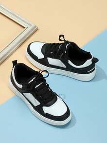 Klassische schwarz-weiße sportlich-lässige Schuhe, Modeschuhe, Skateboardschuhe, Walkingschuhe, Schulschuhe, Geschenk für Jungen, Mädchen - Schwarz und Weiss - Übersicht 2