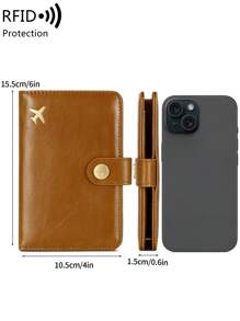 MIYIN 1 pièce Porte-passeport minimaliste accessoire de voyage - rangement pratique Porte-passeport multi-cartes en PU - fermeture par pression motif avion fournitures de vacances articles de voyage Portefeuille de passeport accessoires de voyage affaires décontractées femme et homme indispensables de voyage incontournables pour le voyage et la rentrée scolaire pour offrir à la famille, aux amis, aux amoureux