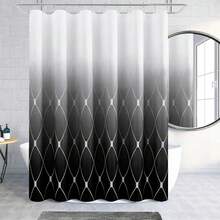 Black And White Shower Curtain, Black Ombre Geometric Men Bath Curtains For Bathroom, Masculine Shower Curtain, Durable And Machine Washable, 72 X 72 Inches, Black White And Gray - 黑色 - 查看 6