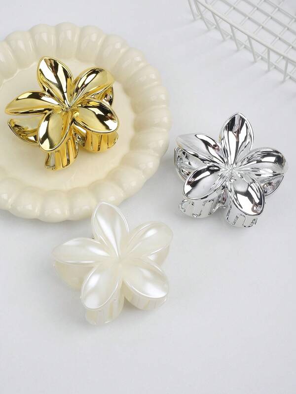 3pcs Minimal Daisy Flower Hair Claw Clips, Casual Everyday, Party, Commute, Beach Vacation Wear, For Ponytail, Bun Hairstyle, Face Washing, Makeup, Outfit Accessorizing Hair Jaw Clip Hair Clamps Hair Clutch Hair Catcher Clip