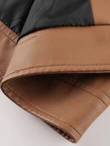 LEDUNTINO Men's Fashion Zipper Casual Outdoor Motorcycle Leather Jacket, Sports Style, Solid Color, Bomber Jacket, Men's Spring/Autumn Stand Collar, Motorcycle Windbreaker Leather Jacket, Versatile, Suitable For Outdoor Commuting, Ideal Gift For Boyfriend Or Husband, Thermal Lined, Winter Style - Brown - View 8