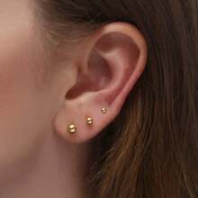 3 Pairs 14K Gold Plated Ball Stud Earrings Set, 3mm, 4mm, And 5mm, Delicate And Hypoallergenic Cartilage Earrings, Suitable For Daily Wear, Parties, And Gifts
